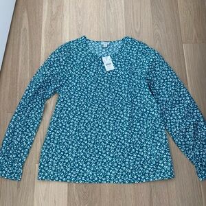 J. Crew Teal Floral Blouse
